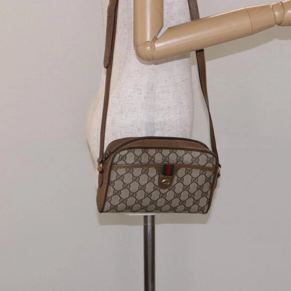 GUCCI GG Supreme Web Sherry Line Bag PVC Beige Gold 116 02 089 Auth BA4187 - Picture 14 of 16